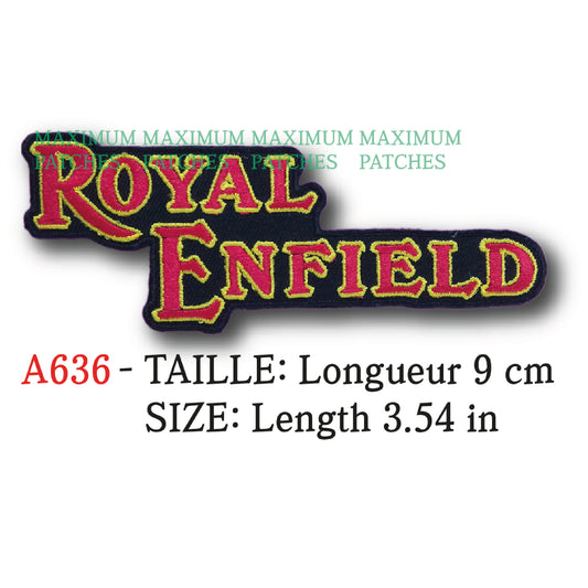 MAXIMUMPATCHES - Ecusson Patch Brodé Thermocollant - Longueur 9 cm - Moto Anglais Marque Logo Rétro Vintage Royal Enfield