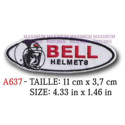 MAXIMUMPATCHES - Ecusson Patch Brodé Thermocollant - 11 cm x 3,7 cm - Automobile Moto Logo Marque Rétro Vintage Bell