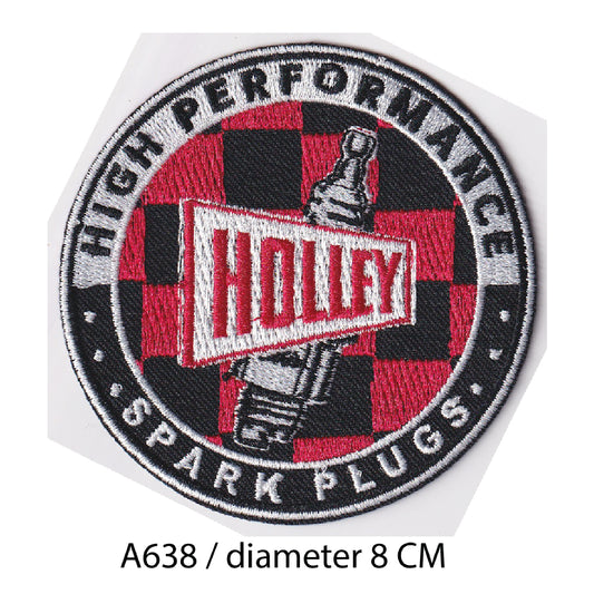 MAXIMUMPATCHES - Ecusson Patch Brodé Thermocollant - Diamètre 8 cm - Huile Marque Logo Rétro Vintage Carburateur Holley