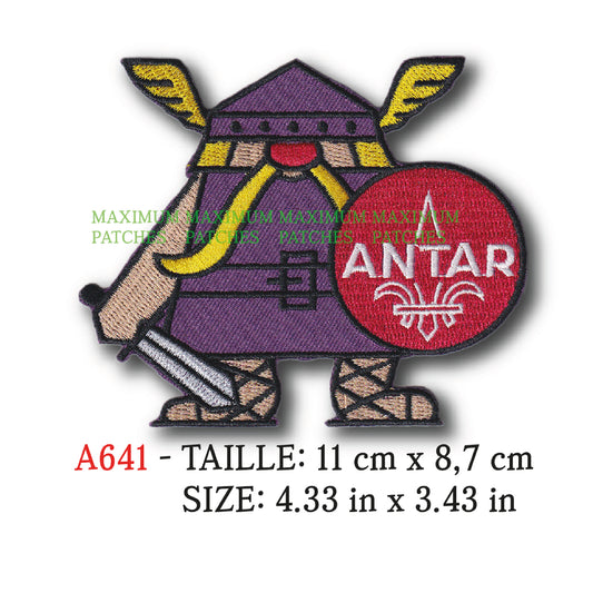 MAXIMUMPATCHES - Ecusson Patch Brodé Thermocollant - 11 cm x 8,7 cm - Huile France Automobile Marque Logo Rétro Vintage Antar