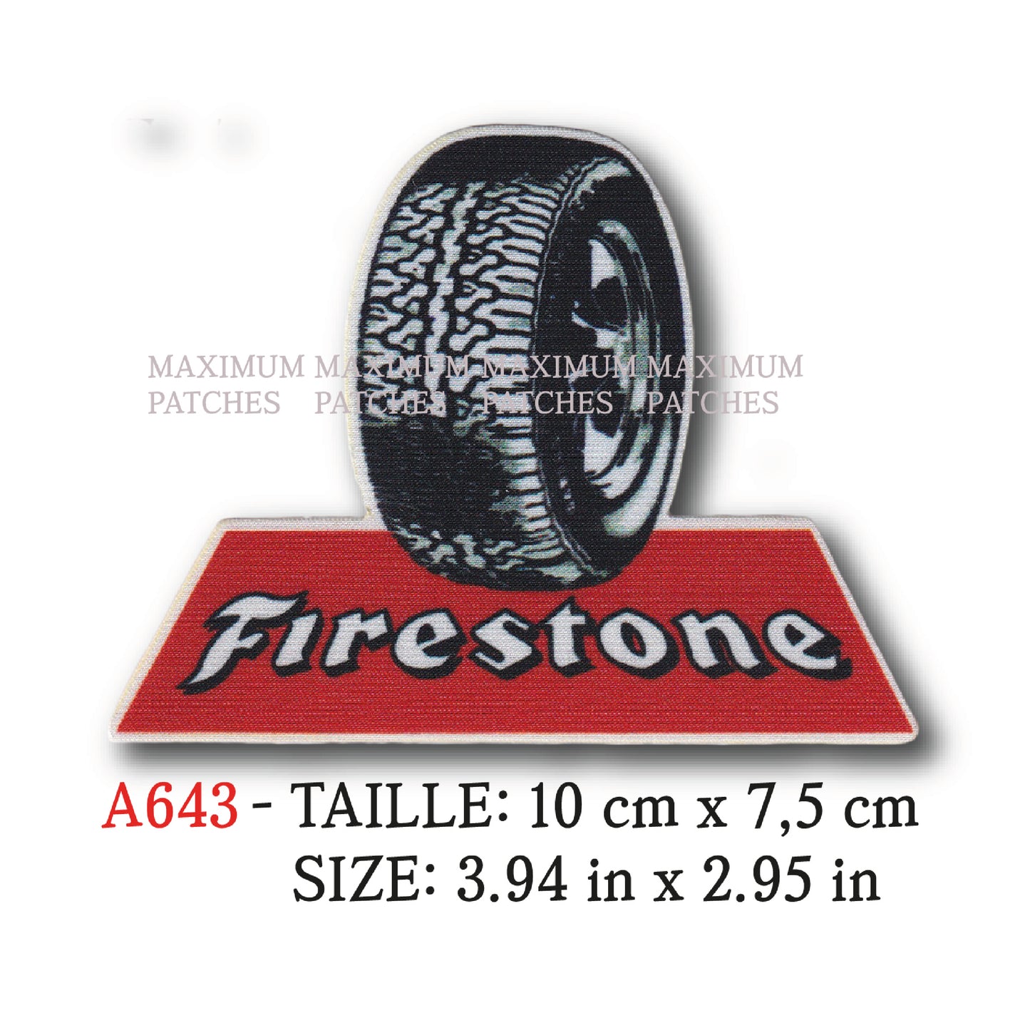 MAXIMUMPATCHES - Ecusson Patch Imprimé Thermocollant - 10 cm x 7,5 cm - Pneu pneumatique