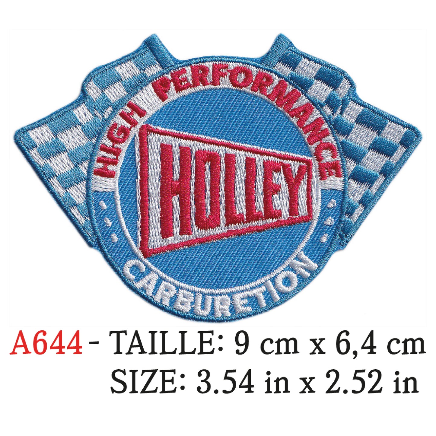 MAXIMUMPATCHES - Ecusson Patch Brodé Thermocollant - 9 cm x 6,4 cm - Automobile Usa Logo Marque Hot-Rod Kustom Carburateur Holley