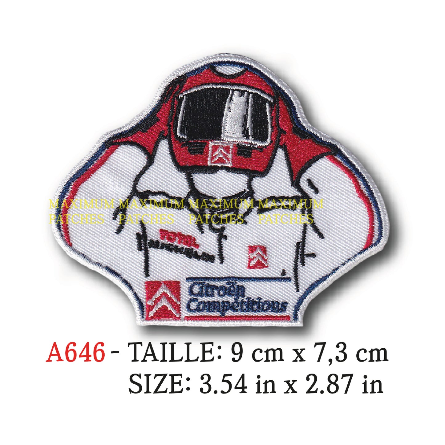 MAXIMUMPATCHES - Ecusson Patch Brodé Thermocolllant - 9 cm x 7,3 cm - Automobille France Marque Logo Rétro Vintage