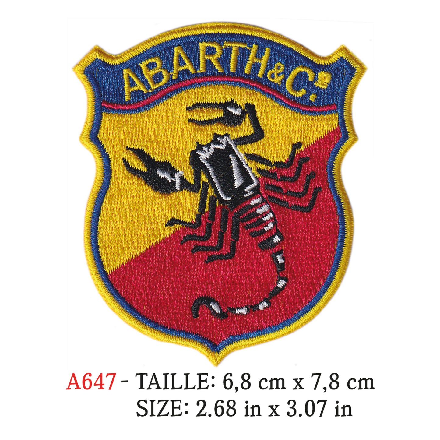 MAXIMUMPATCHES - Ecusson Patch Brodé Thermocollant - 6,8 cm x 7,8 cm - Automobile Italie Marque Logo Rétro Vintage