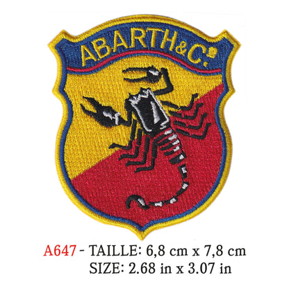 MAXIMUMPATCHES - Ecusson Patch Brodé Thermocollant - 6,8 cm x 7,8 cm - Automobile Italie Marque Logo Rétro Vintage