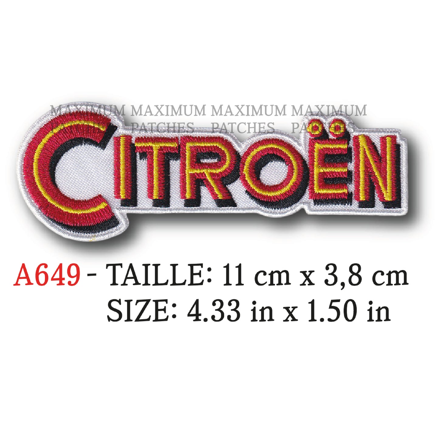 MAXIMUMPATCHES - Ecusson Patch Brodé Thermocollant - 11 cm x 3,8 cm - Automobile France Logo Marque Rétro Vintage