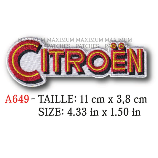 MAXIMUMPATCHES - Ecusson Patch Brodé Thermocollant - 11 cm x 3,8 cm - Automobile France Logo Marque Rétro Vintage