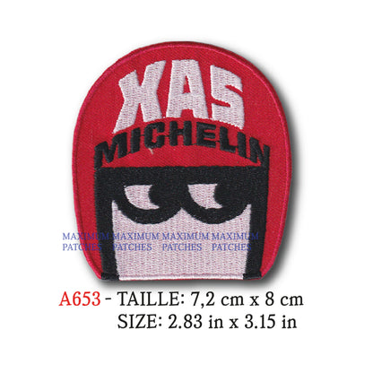 MAXIMUMPATCHES - Ecusson Patch Brodé Thermocollant - 7,2 cm x 8 cm - Pneumatique Pneu France Marque Logo Rétro Vintage Michelin