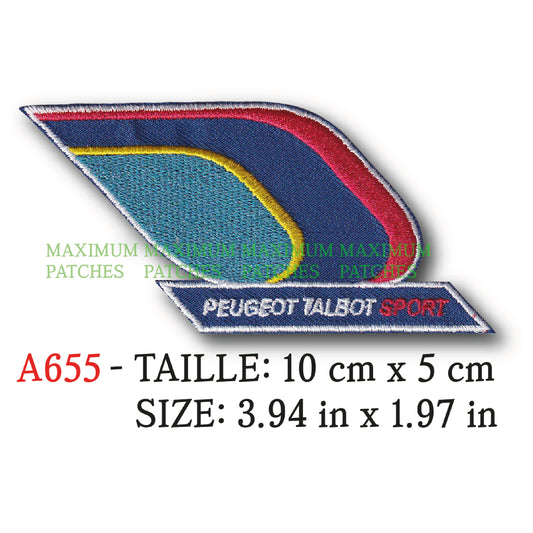 MAXIMUMPATCHES - Ecusson Patch Brodé Thermocollant - 10 cm x 5 cm - Automobile France Logo Marque Rétro Vintage Pts Talbot Sport