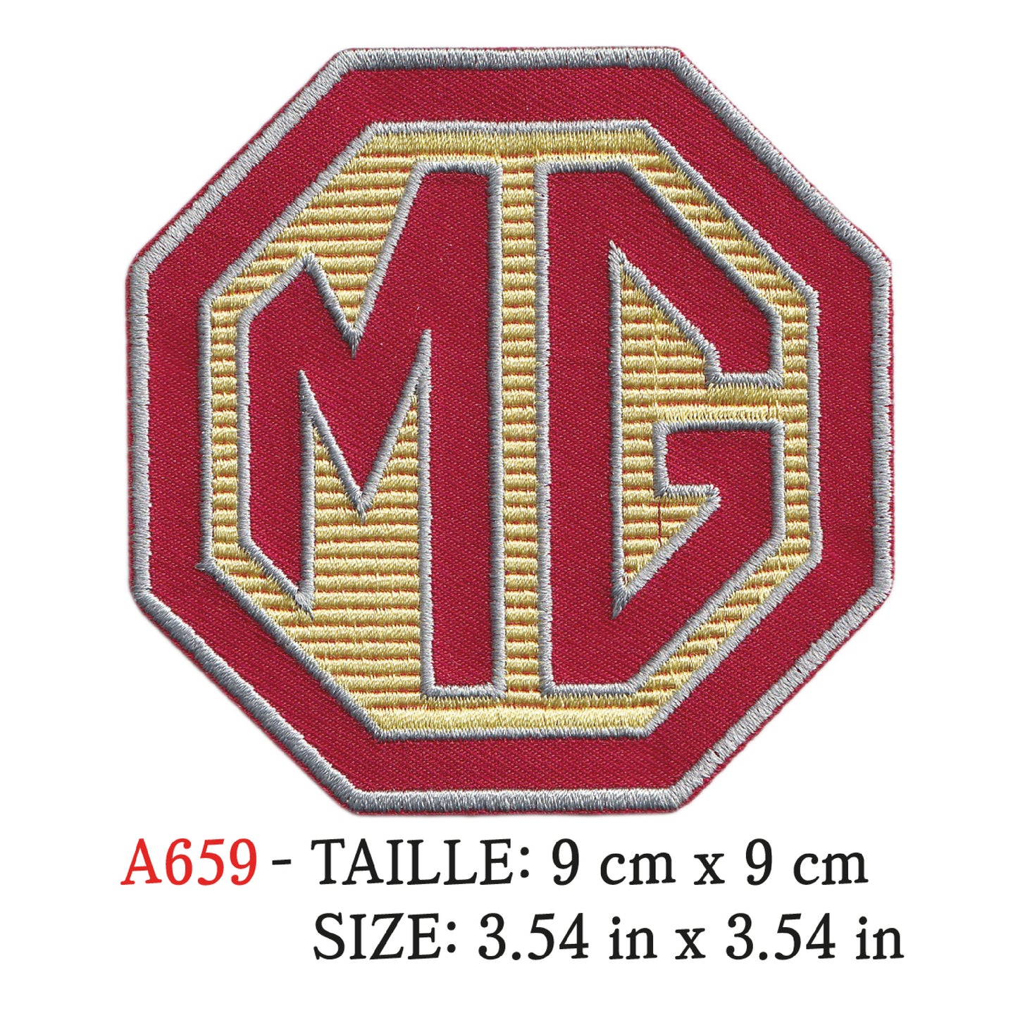 MAXIMUMPATCHES - Ecusson Patch Brodé Thermocollant - 9 cm x 9 cm - Automobile Anglais Rétro Vintage Mg Morris Garage