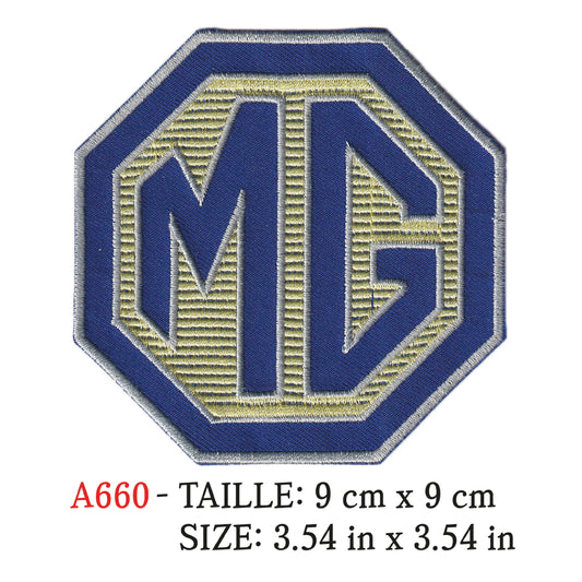 MAXIMUMPATCHES - Ecusson Patch Brodé Thermocollant - 9 cm x 9 cm - Automobile Anglais Rétro Vintage Mg Morris Garage