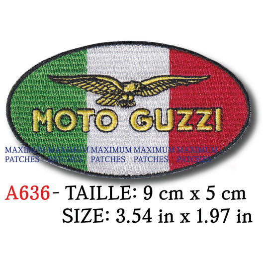 MAXIMUMPATCHES - Ecusson Patch Brodé Thermocollant - Dim: 9 cm x 5 cm - Moto Motard Italie California V7 V11 Aigle Breva Mgs Stelvio Guzzi