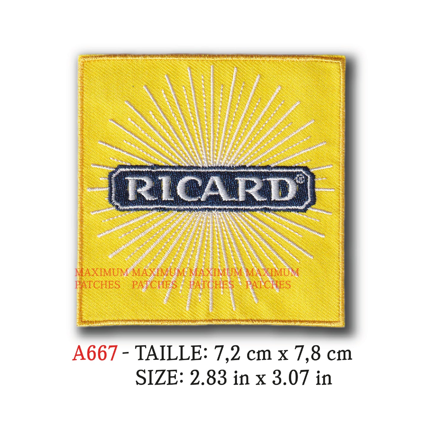 MAXIMUMPATCHES - Ecusson Patch Brodé Thermocollant - 8 cm x 6,6 cm - Anisette Apéro Pastis Rétro Vintage Ricard