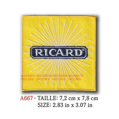 MAXIMUMPATCHES - Ecusson Patch Brodé Thermocollant - 8 cm x 6,6 cm - Anisette Apéro Pastis Rétro Vintage Ricard