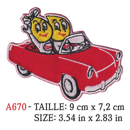 MAXIMUMPATCHES - Ecusson Patch Brodé Thermocollant - 9 cm x 7,2 cm - Automobile Huile Rétro Vintage Esso