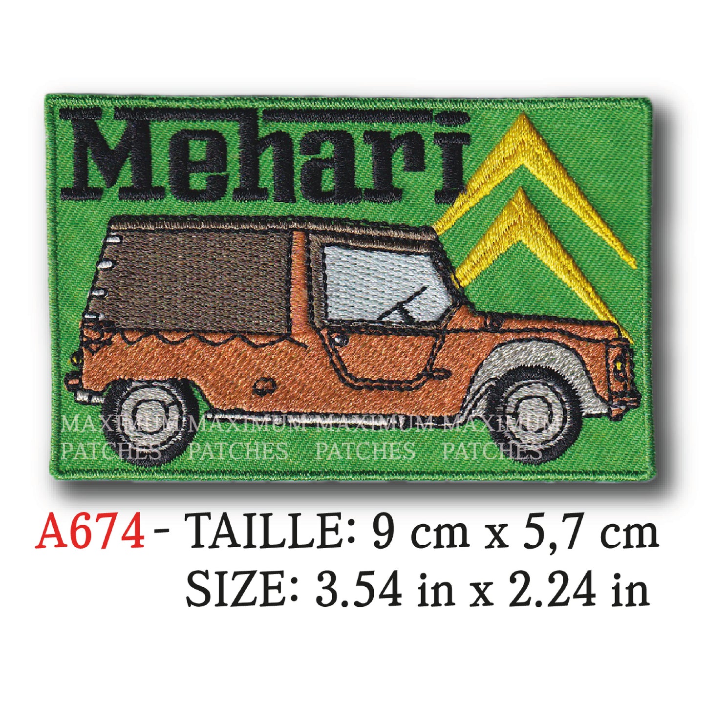 MAXIMUMPATCHES - Ecusson Patch Brodé Thermocollant - 9 cm x 5,7 cm - Méhari Voiture Automobile France