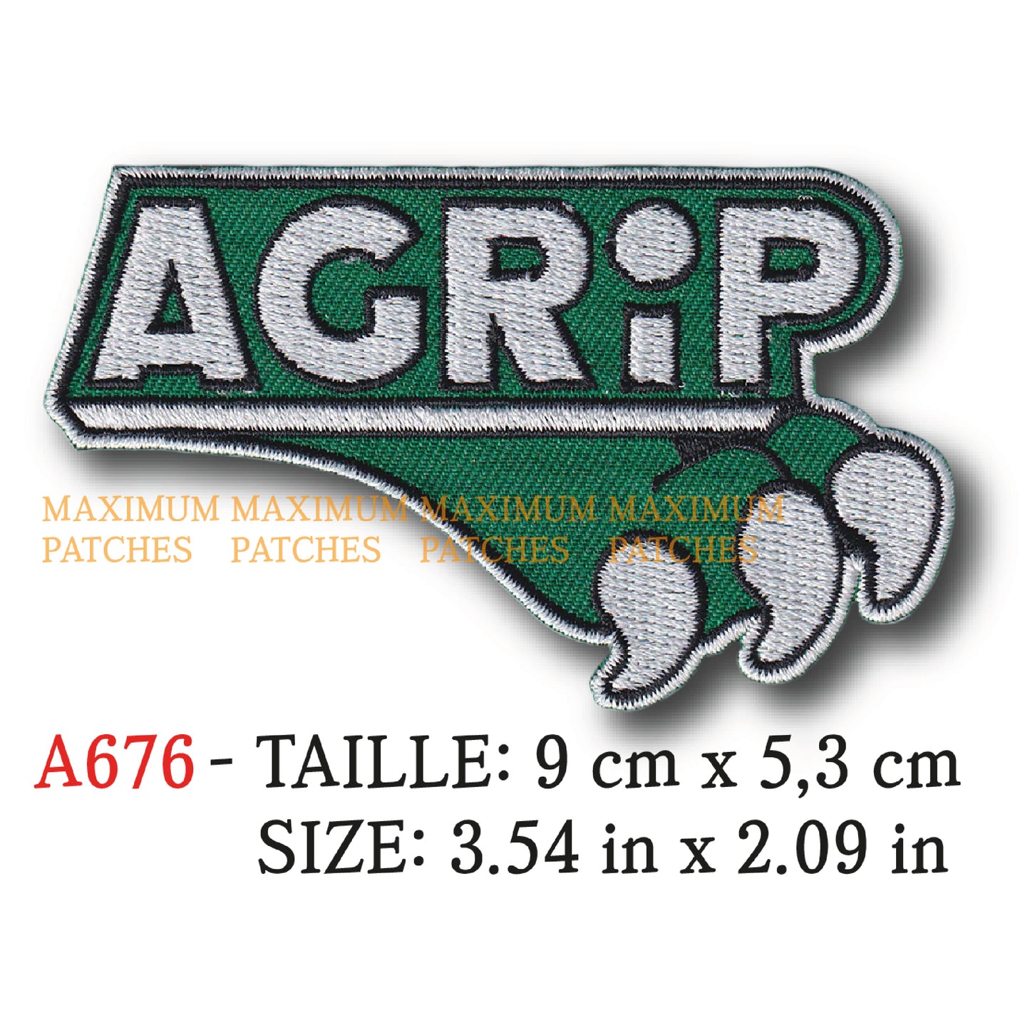 MAXIMUMPATCHES - Ecusson Patch Brodé Thermocollant - 9 cm x 5,3 cm - Tracteur Agricole Automobile Vintage Rétro Agrip
