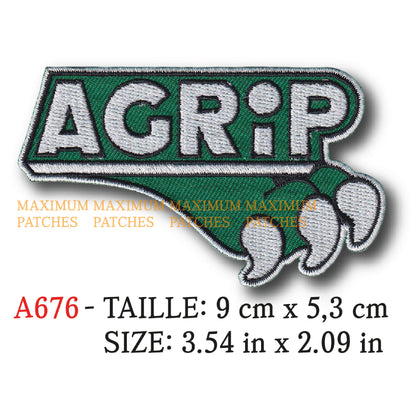 MAXIMUMPATCHES - Ecusson Patch Brodé Thermocollant - 9 cm x 5,3 cm - Tracteur Agricole Automobile Vintage Rétro Agrip