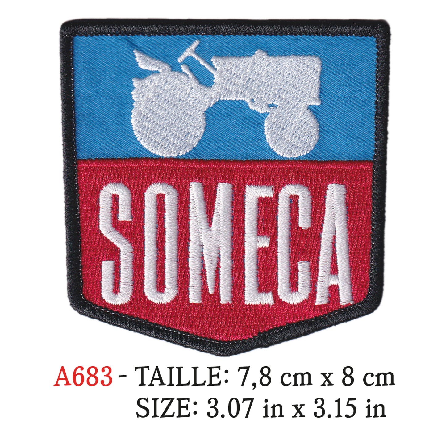 MAXIMUMPATCHES - Ecusson Patch Brodé Thermocollant - 7,8 cm x 8 cm - Tracteur Agricole Rétro Vintage Machine Someca