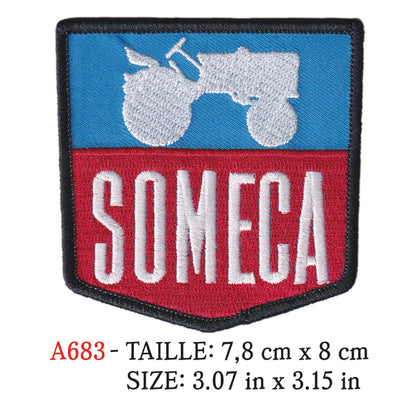 MAXIMUMPATCHES - Ecusson Patch Brodé Thermocollant - 7,8 cm x 8 cm - Tracteur Agricole Rétro Vintage Machine Someca
