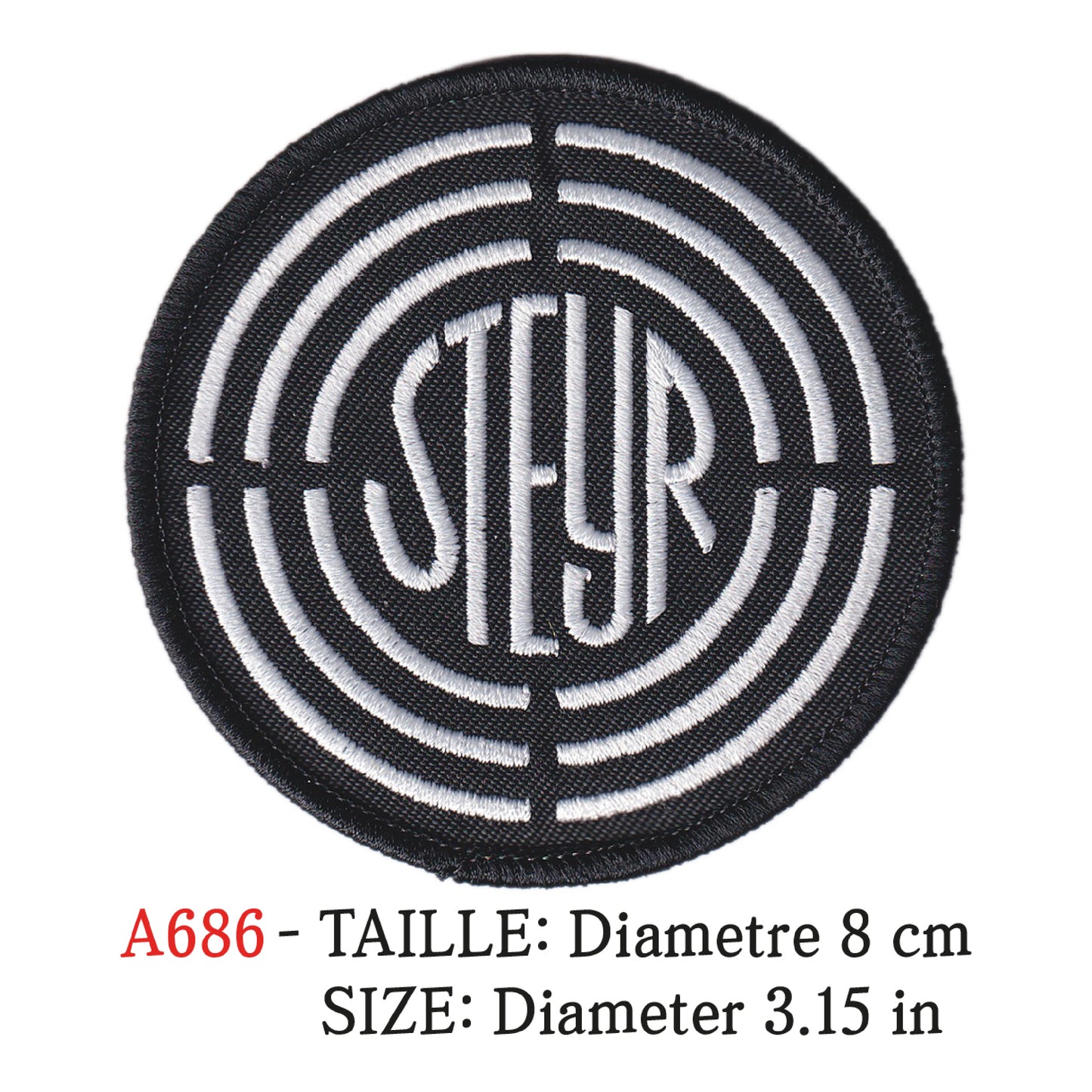 MAXIMUMPATCHES - Ecusson Patch Brodé Thermocollant - Diametre 8 cm - Tracteur Autriche Agricole Marque Logo Rétro Vintage Steyr