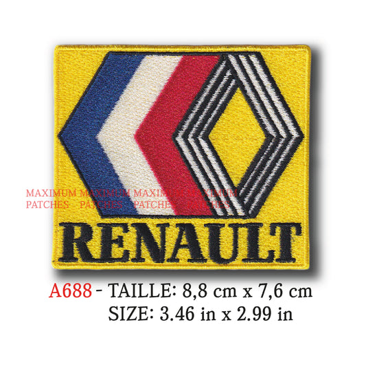 MAXIMUMPATCHES - Ecusson Patch Brodé Thermocollant - 8,8 cm x 7,6 cm - Marque Logo Automobile France Rétro Vintage