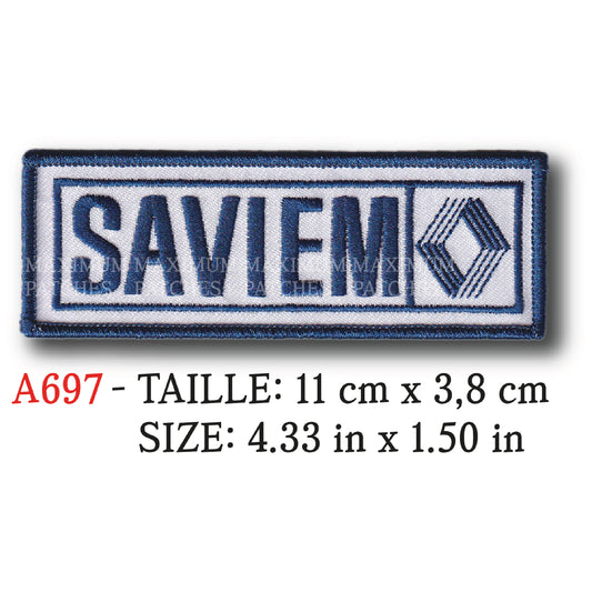 MAXIMUMPATCHES - Ecusson Patch Brodé Thermocollant - 11 cm x 3,8 cm - Camion Semi-Remorque Bus Car Autocar France Marque Logo Saviem
