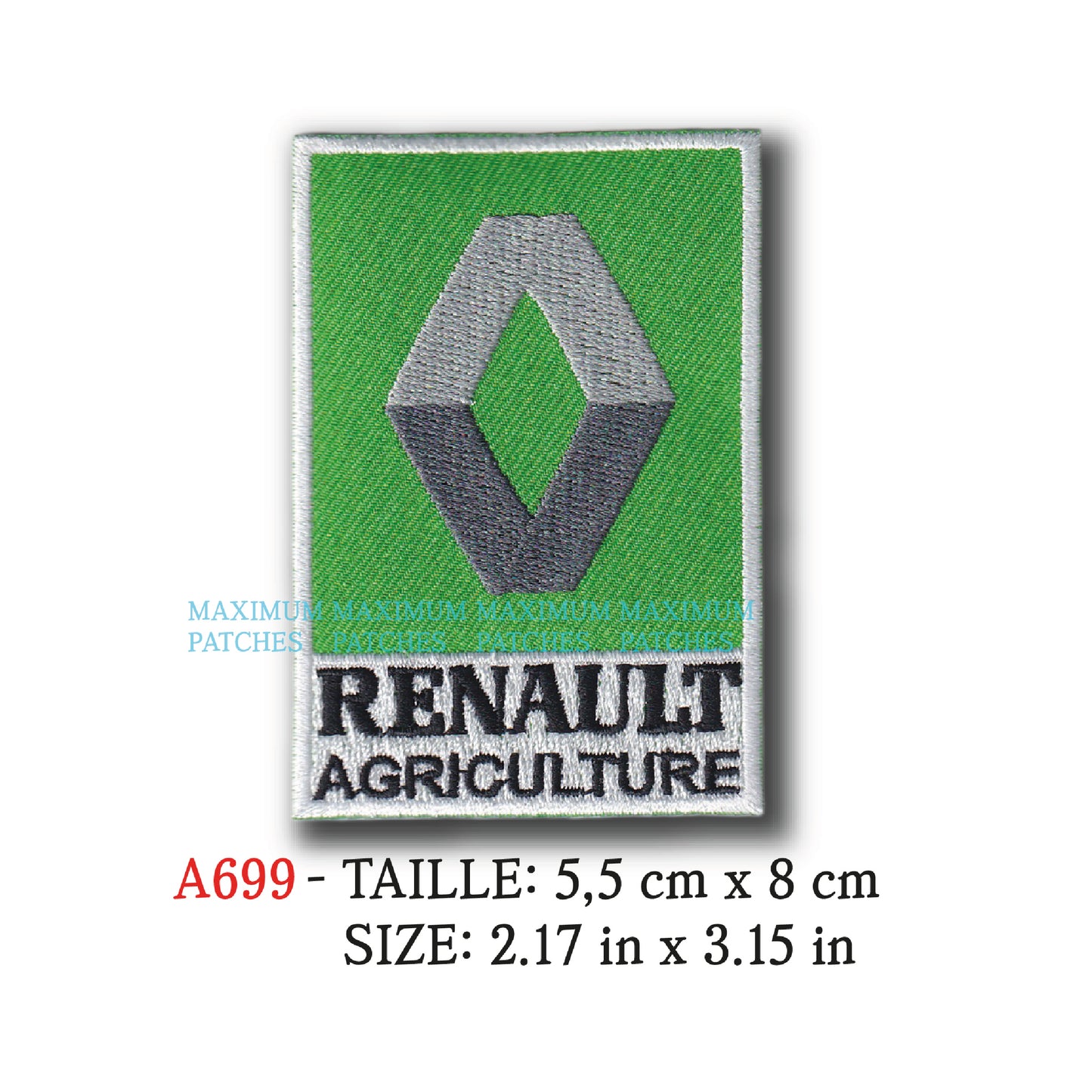 MAXIMUMPATCHES - Ecusson Patch Brodé Thermocollant - 5,5 cm x 8 cm - Tracteur Agriculture France Marque Logo Rétro Vintage