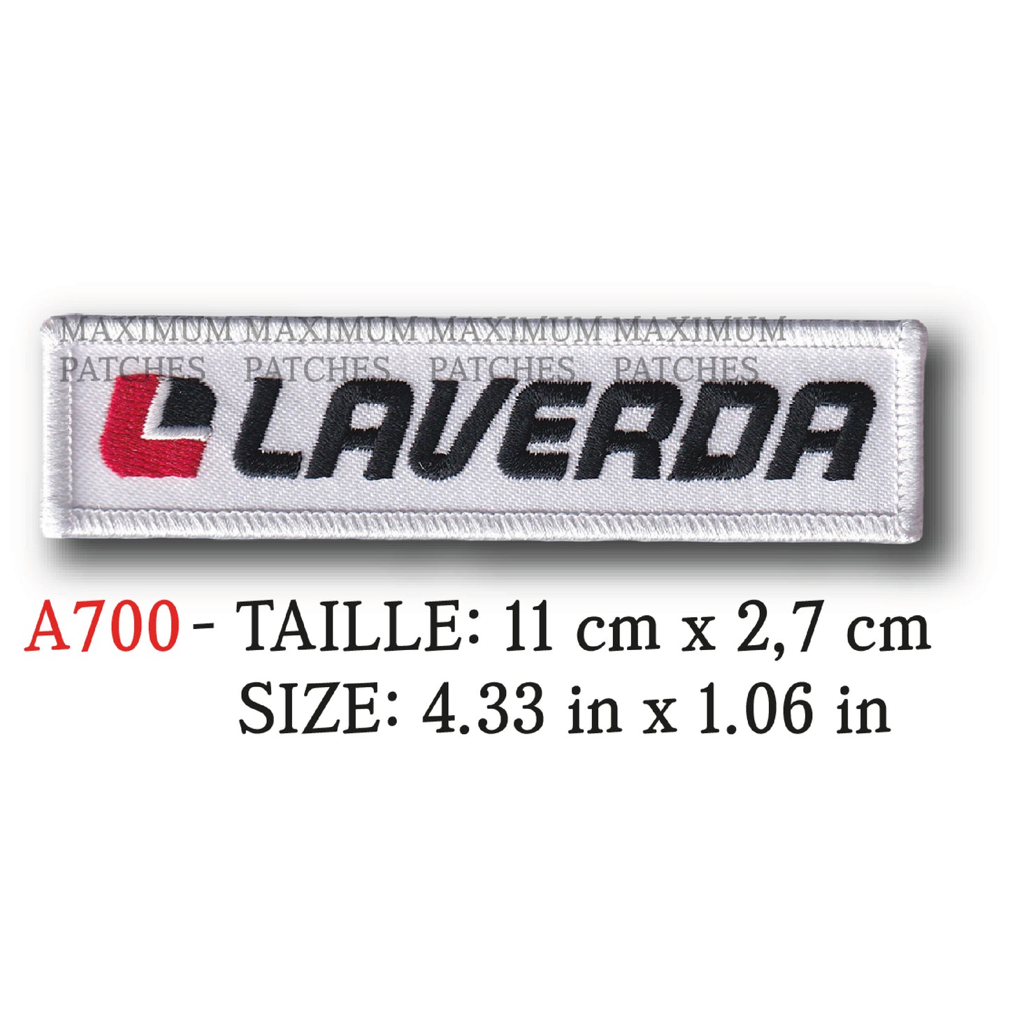 MAXIMUMPATCHES - Ecusson Patch Brodé Thermocollant - 11 cm x 2,7 cm - Moto Italie Marque Logo Rétro Vintage