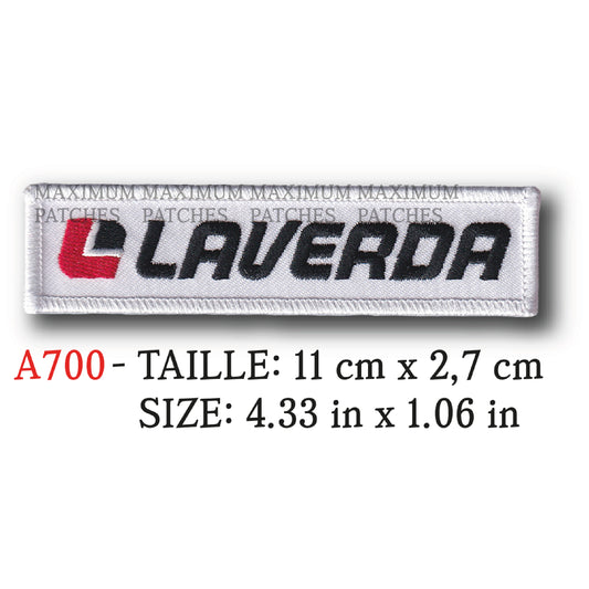 MAXIMUMPATCHES - Ecusson Patch Brodé Thermocollant - 11 cm x 2,7 cm - Moto Italie Marque Logo Rétro Vintage