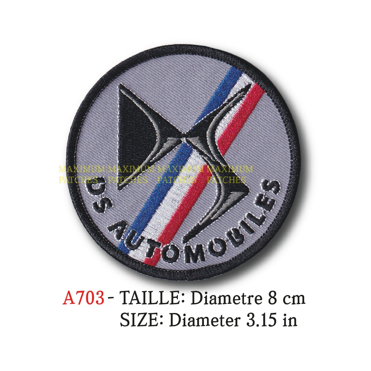 MAXIMUMPATCHES - Ecusson Patch Brodé Thermocollant - Diametre 8 cm - Automobile France Marque Logo Rétro Vintage