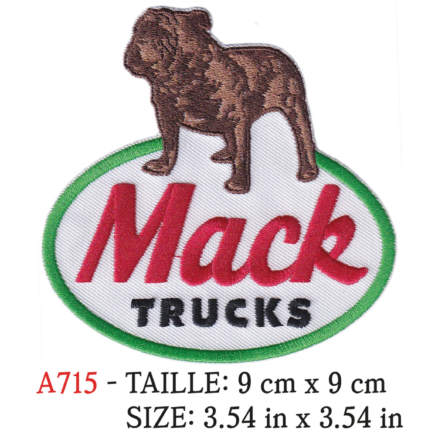 MAXIMUMPATCHES - Ecusson Patch Brodé Thermocollant - 9 cm x 9 cm - automobile Camion Usa Marque Logo Rétro Vintage Mack Trucks