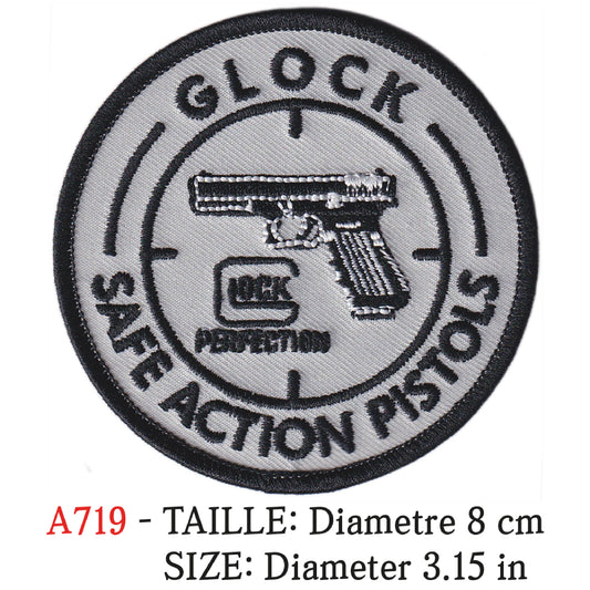 MAXIMUMPATCHES - Ecusson Patch Brodé Thermocollant - Diamètre 8 cm - Armée Militaire Airsoft Tir Sportif Glock Pistolet Fusil