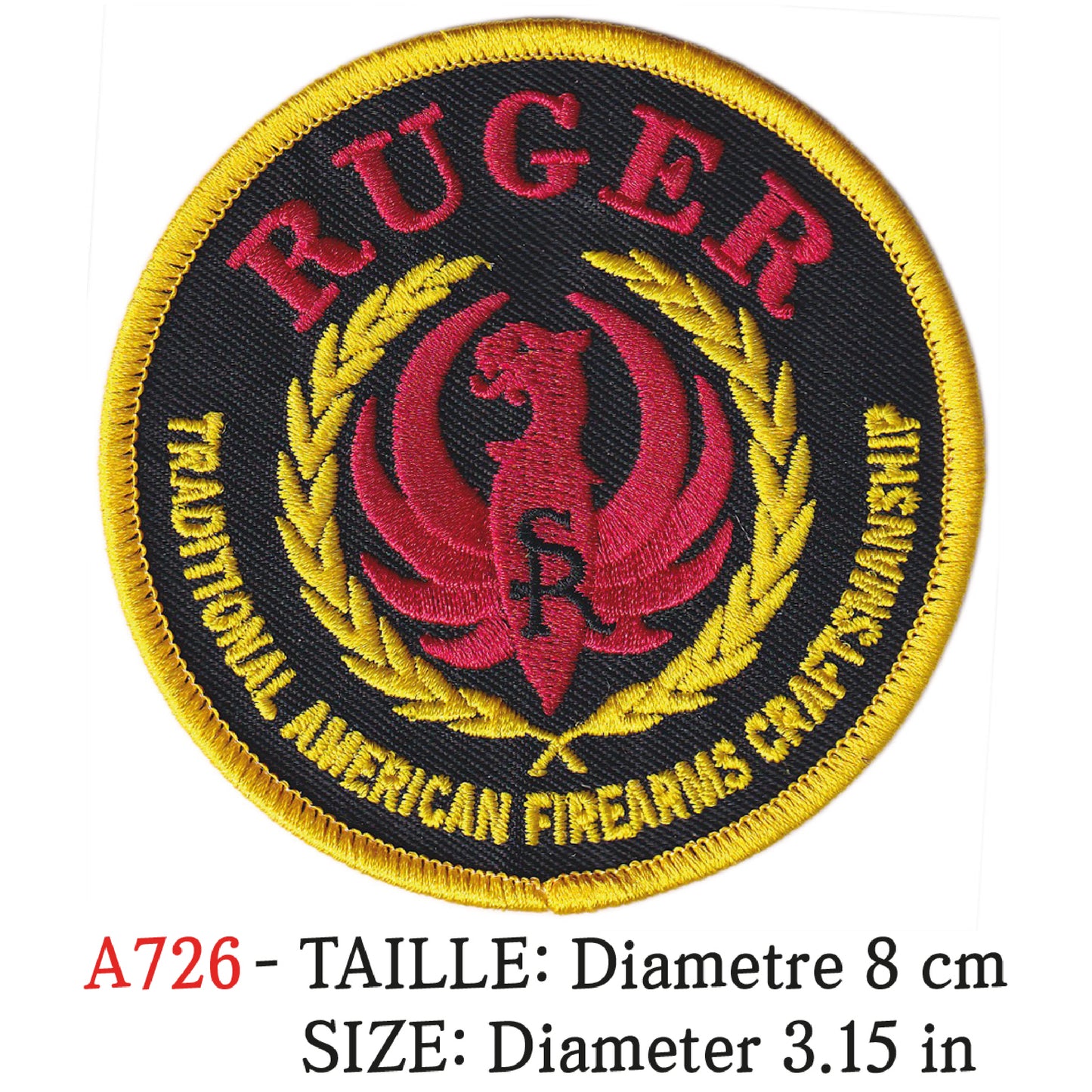 MAXIMUMPATCHES - Ecusson Patch Brodé Thermocollant - Diametre 8 cm - Tir Sport Militaire Airsoft Armée Ruger
