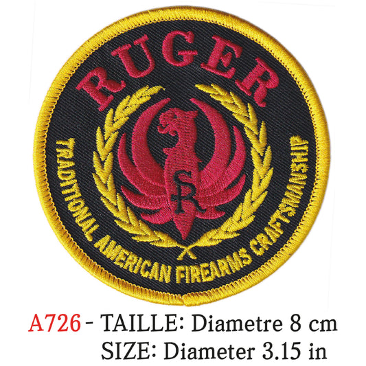 MAXIMUMPATCHES - Ecusson Patch Brodé Thermocollant - Diametre 8 cm - Tir Sport Militaire Airsoft Armée Ruger