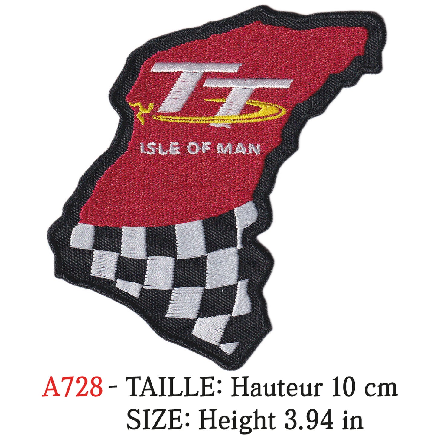 MAXIMUMPATCHES - Ecusson Patch Brodé Thermocollant - Hauteur: 10 cm - Course Moto Motocycle Uk Isle De Man TT