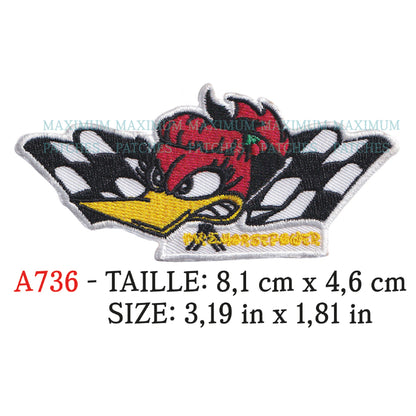MAXIMUMPATCHES - Ecusson Patch Brodé Thermocollant - 8,1 cm x 4,6 cm - Automobile Voiture Hot Rod Dragster Moto Café Racer Kustom Horsepower