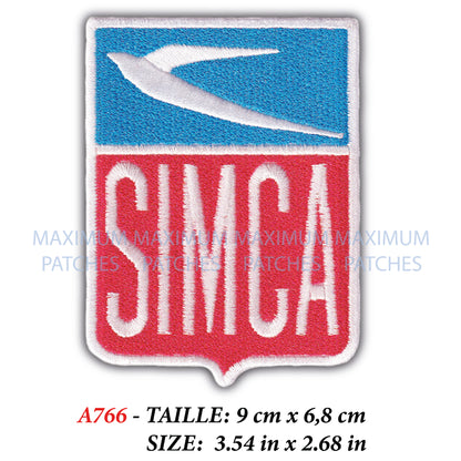 MAXIMUMPATCHES - Ecusson Patch Brodé Thermocollant - 8 cm x 6,3 cm - Automobile France Rétro Vintage 1000 Aronde Vedette Ariane Chambord 1300 1200s Simca