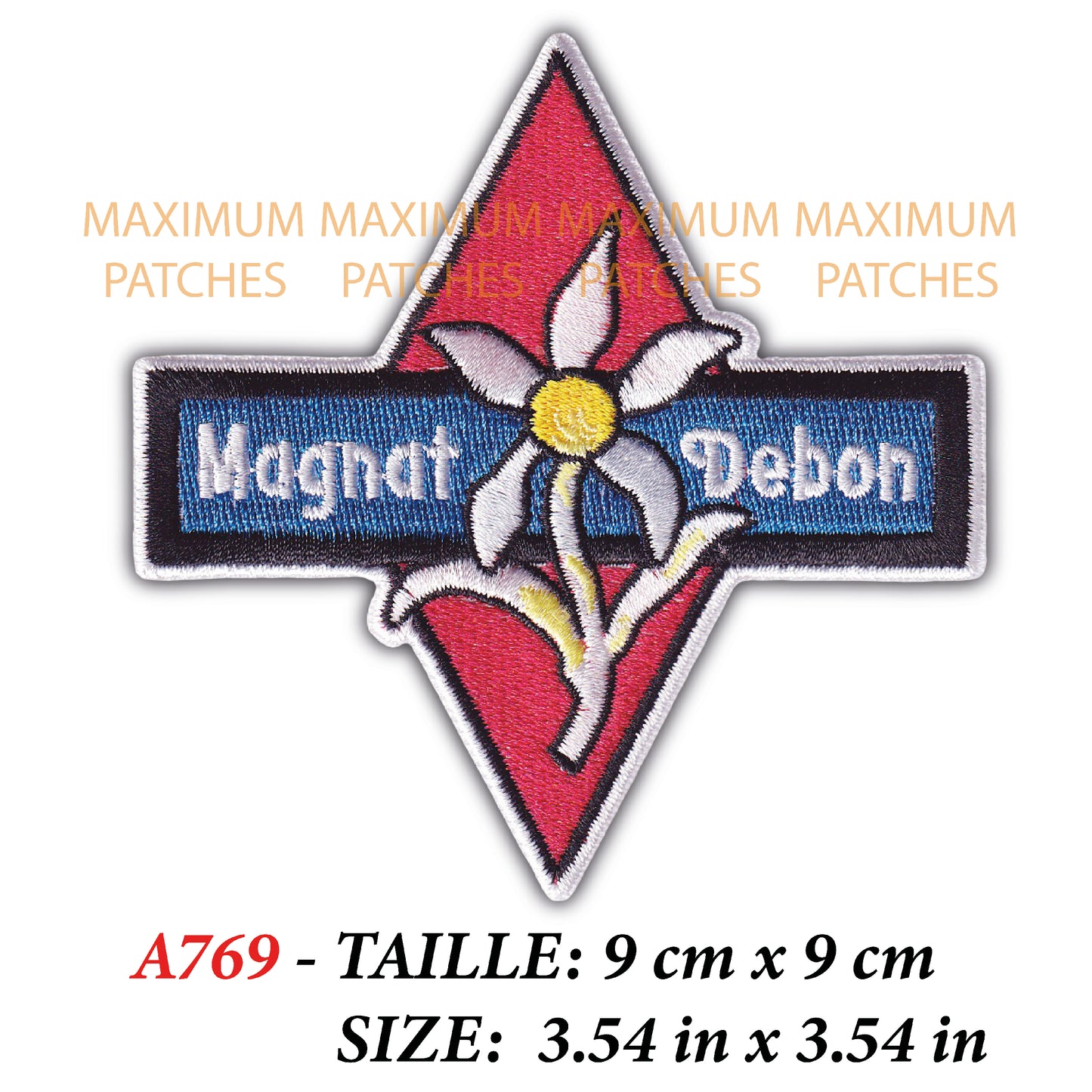 MAXIMUMPATCHES - Ecusson Patch Brodé Thermocollant - 9 cm x 9 cm - Moto Motocycle France Rétro Vintage Vélo Magnat Debon
