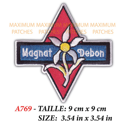 MAXIMUMPATCHES - Ecusson Patch Brodé Thermocollant - 9 cm x 9 cm - Moto Motocycle France Rétro Vintage Vélo Magnat Debon