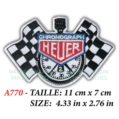 MAXIMUMPATCHES - Ecusson Patch Brodé Thermocollant - 11 cm x 7 cm - Course Automobile Rétro Vintage Garage Combinaison