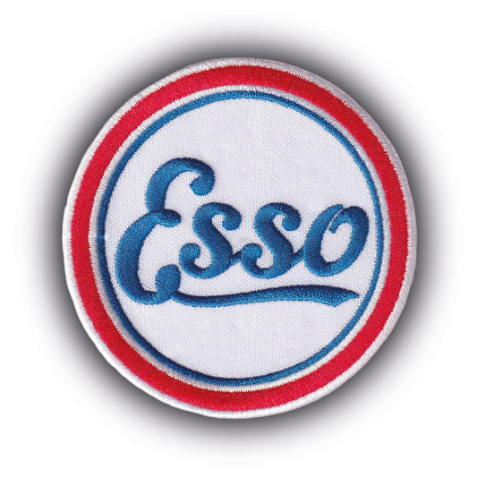 MAXIMUMPATCHES - Ecusson Patch Brodé Thermocollant - Diamètre 8 cm - Automobile Voiture Course Vintage Rétro Huile Sponsor Esso
