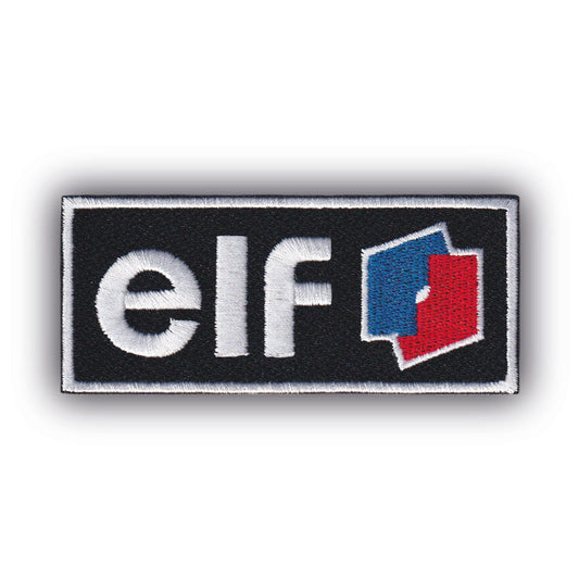 MAXIMUMPATCHES - Ecusson Patch Brodé Thermocollant - 10 cm x 4,3 cm - Automobile Voiture Course Vintage Rétro Huile Elf