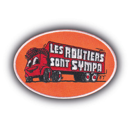 MAXIMUMPATCHES - Ecusson Patch Brodé Thermocollant - 10 cm x 6,7 cm - Automobile Camion Semi Remorque Chauffeurs Routiers Vintage Rétro Les routiers sont sympas