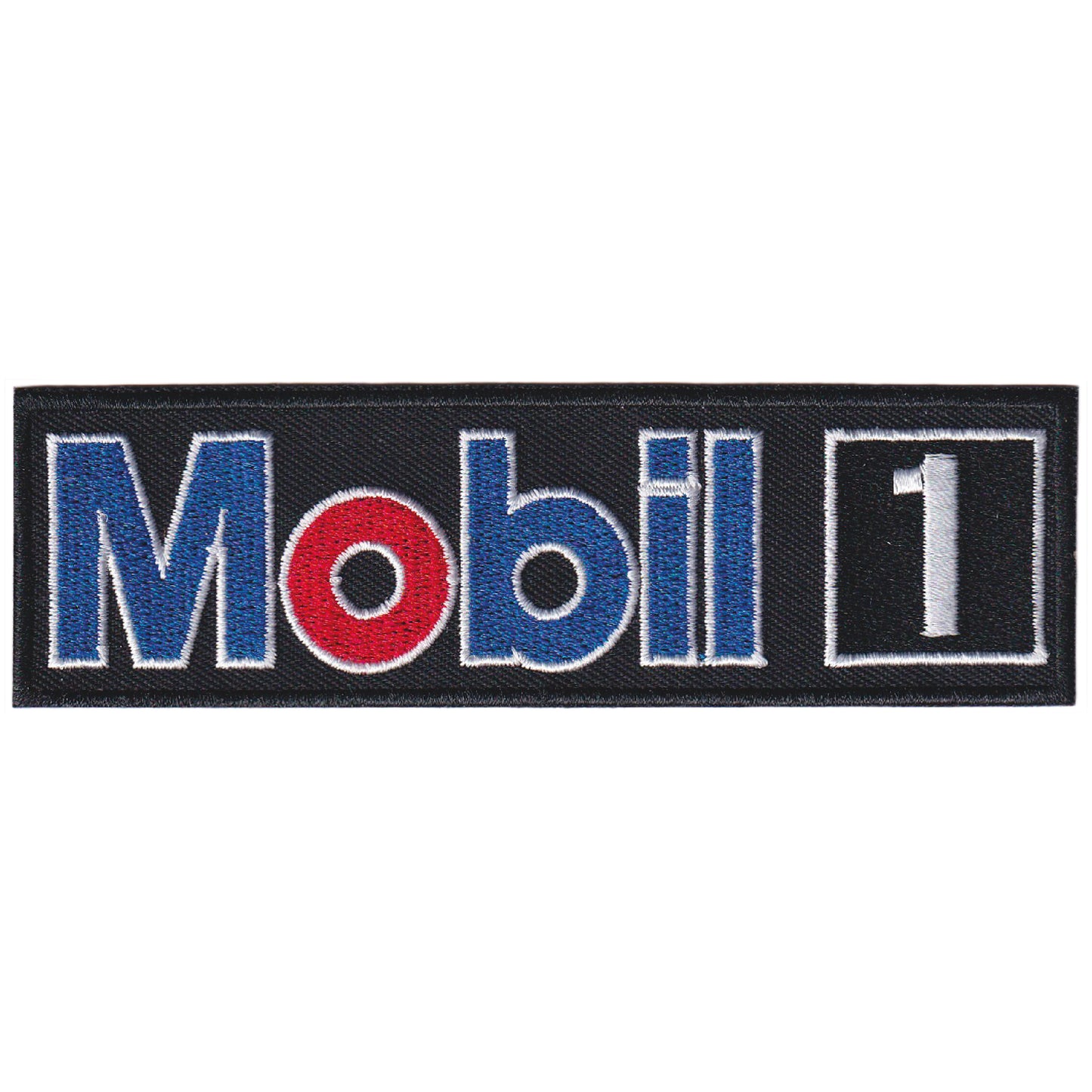 MAXIMUMPATCHES - Ecusson Patch Brodé Thermocollant - 12 cm x 3,5 cm - Mobil 1 huile moteur lubrification automobile course combinaison décoration