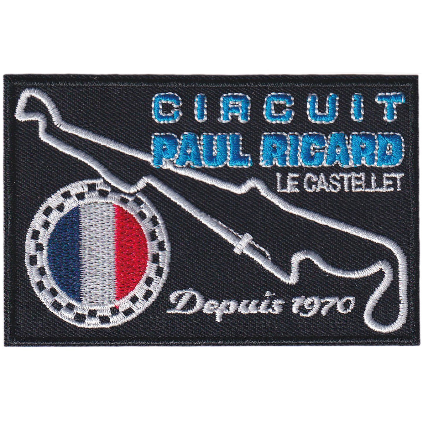 MAXIMUMPATCHES - Ecusson Patch Brodé Thermocollant - Dim: 9 cm x 5,8 cm - Circuit Castellet Moto Motocycle Grand Prix Automobile France Voiture Sport