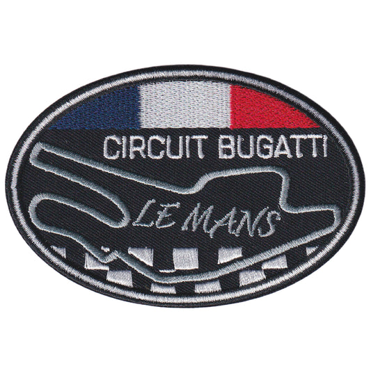 MAXIMUMPATCHES - Ecusson Patch Brodé Thermocollant - 10 cm x 6,7 cm - Circuit Le Mans Moto Automobile Course Sport Mécanique Bugatti