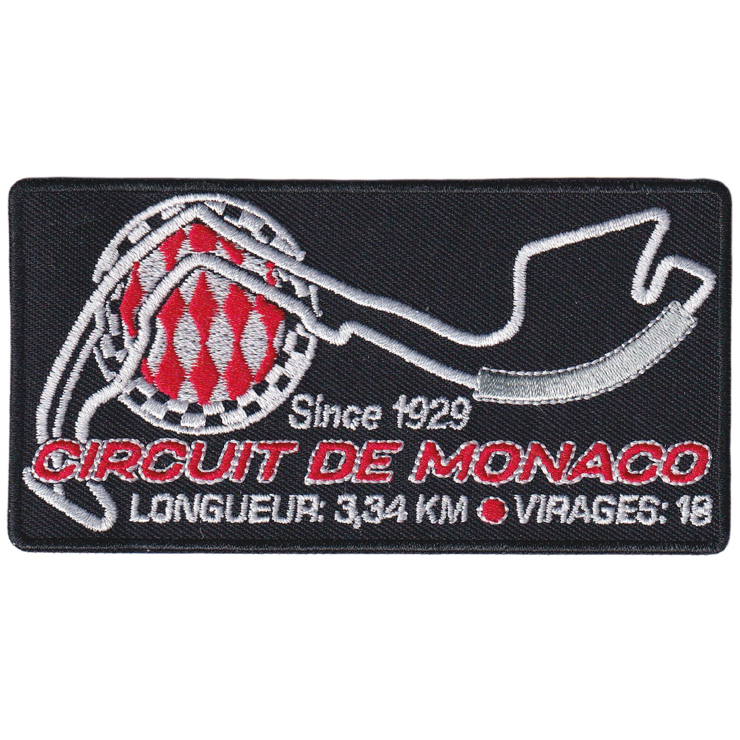 MAXIMUMPATCHES - Ecusson Patch Brodé Thermocollant - 11 cm x 5,6 cm - Circuit de Monaco Formule 1 Moto Automobile Course Sport Mécanique