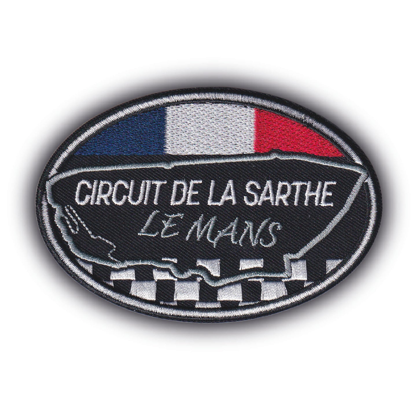 MAXIMUMPATCHES - Ecusson Patch Brodé Thermocollant - Dim: 10 cm x 6,7 cm - Circuit Sarthe Course Moto Motocycle Automobile Voiture Combinaison Collection France