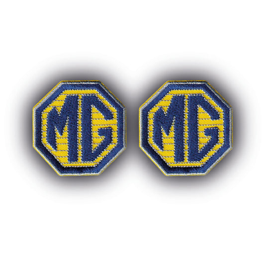 MAXIMUMPATCHES - Minis Écussons Thermocollants X2 - Dim 4,5 cm x 4,5 cm - Automobile Moto Voiture Course Angleterre Royaume-Uni Super car Combinaison Pilote Gt A B Midget Mg Morris Garage